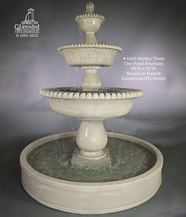 Giannini Garden Malibu Three Tier Outdoor Pond Fountain 1800