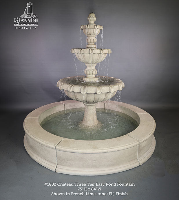 Giannini Garden Chateau Three Tier Easy Pond Outdoor Water Fountain 1802