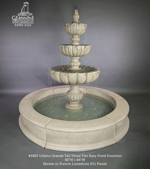 Giannini Garden Urbino Grande Three Tier Easy Pond Outdoor Water Fountain 1803