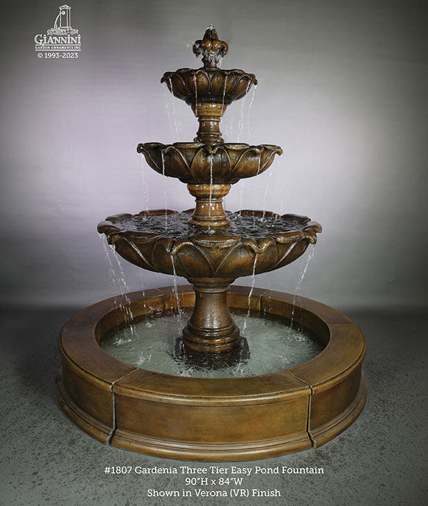 Giannini Garden Gardenia Three Tier Outdoor Water Fountain with Easy Pond 1807
