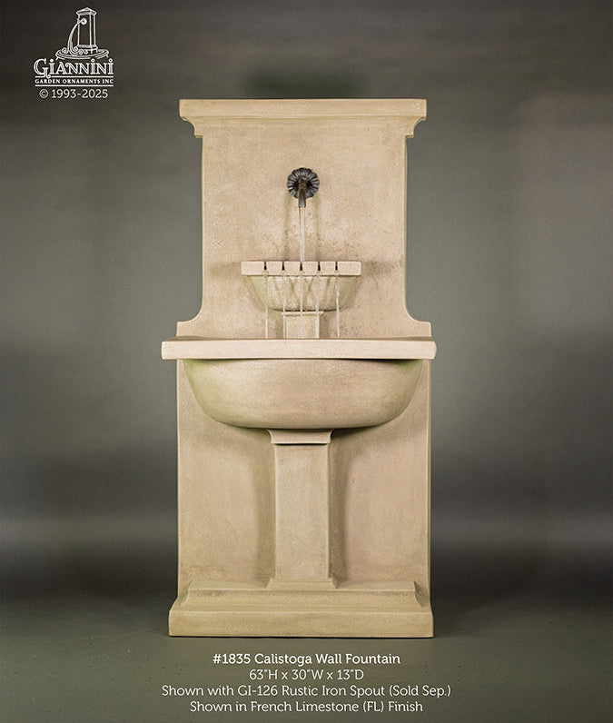 Giannini Garden Calistoga Outdoor Wall Fountain in GFRC 1835