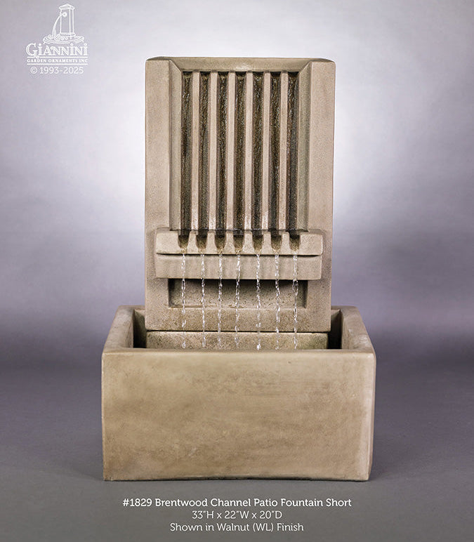 Giannini Garden Brentwood Channel Short Patio Outdoor Water Fountain 1829