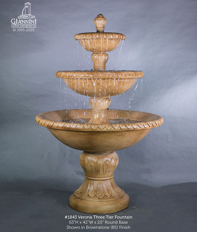 Giannini Garden Verona Three Tier Outdoor Water Fountain 1843