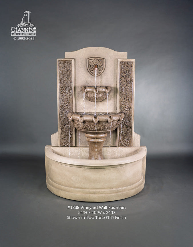 Giannini Garden Vineyard Outdoor Wall Fountain 1838