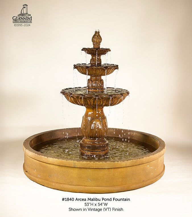 Giannini Garden Arcea Malibu Three Tier Outdoor Pond Fountain 1840