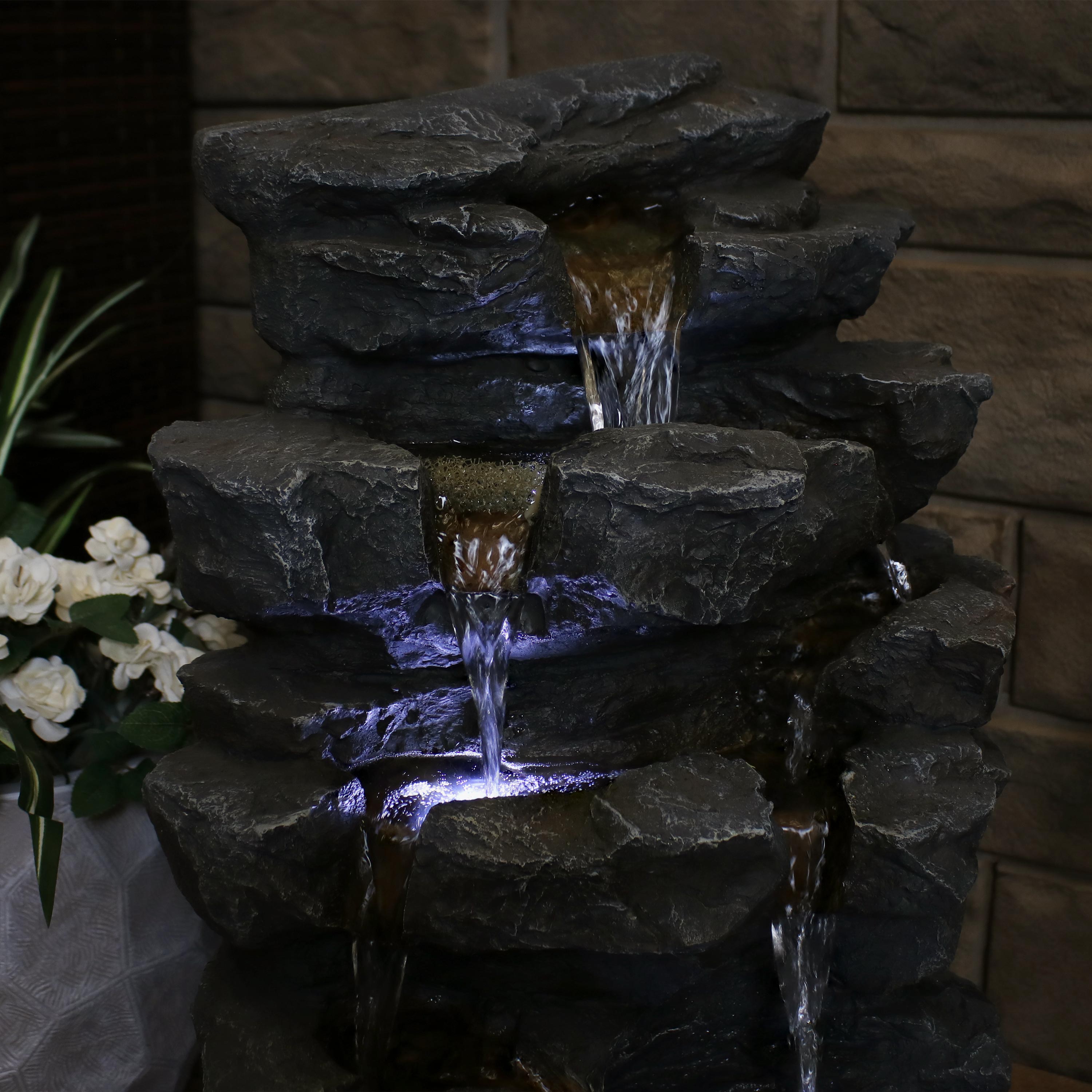 Sunnydaze 24" Grotto Falls Water Fountain with LED Lights