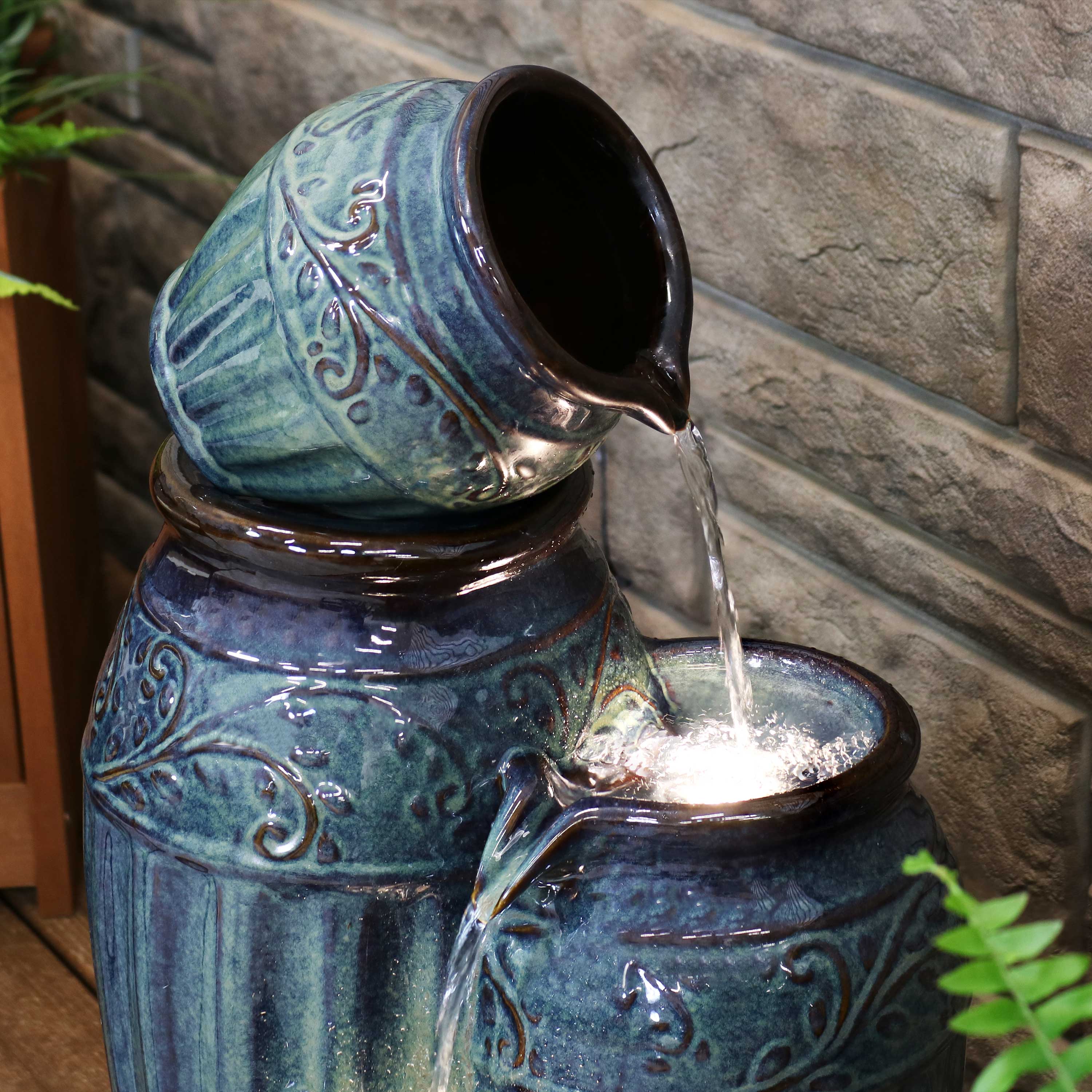 Sunnydaze 27" Tour de Vase Ceramic Outdoor Water Fountain