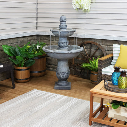 Sunnydaze 50" 2-Tier Outdoor Water Fountain French Garden Design