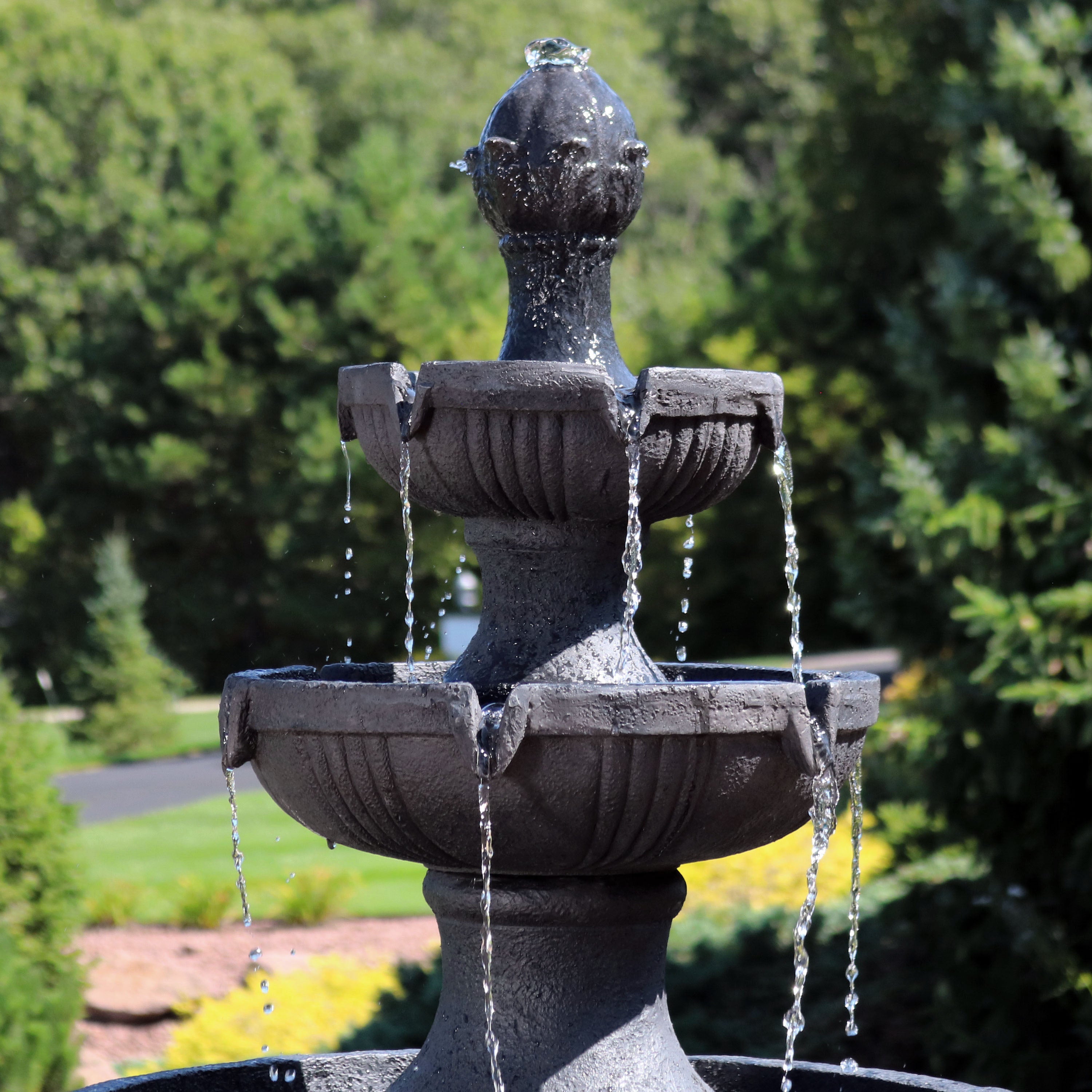 Sunnydaze 43" H Flower Blossom Outdoor Electric 3-Tier Water Fountain