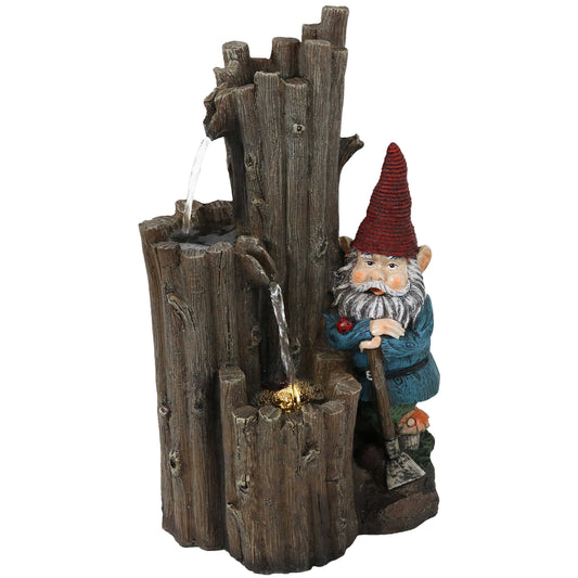 Sunnydaze  17" Resting Gnome Outdoor Water Fountain with LED Light
