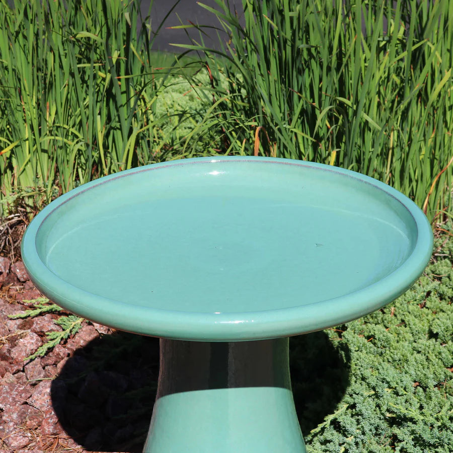 Sunnydaze 18" Glazed Ceramic Outdoor Bird Bath