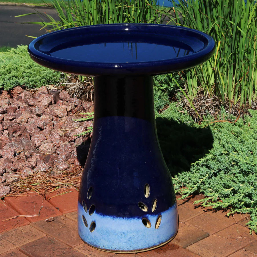 Sunnydaze 18" Glazed Ceramic Outdoor Bird Bath