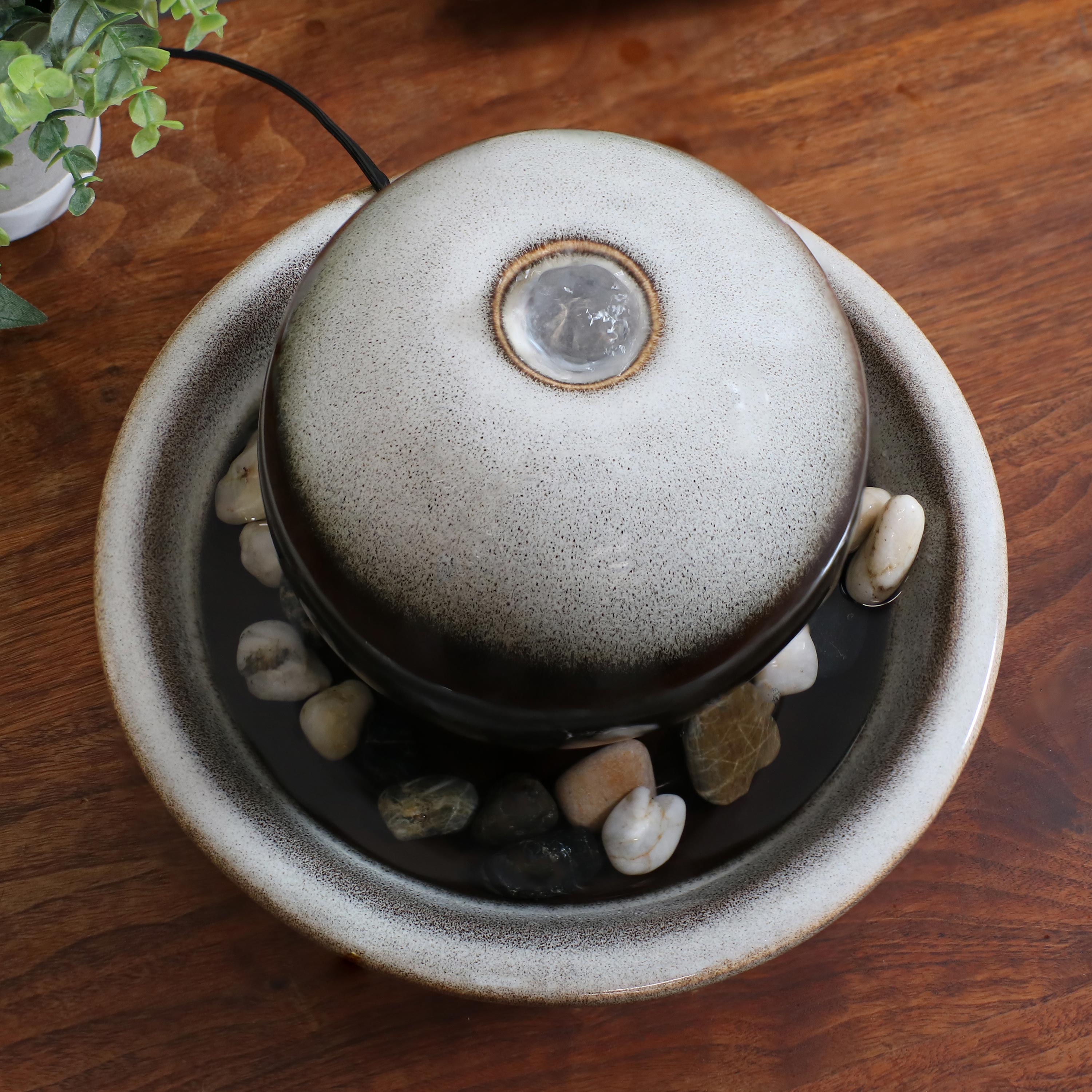 Sunnydaze Ceramic Tabletop 7" Water Fountain with Modern Orb Design