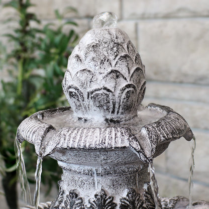 Sunnydaze 45" 3-Tier Outdoor Water Fountain Mediterranean Reinforced Concrete