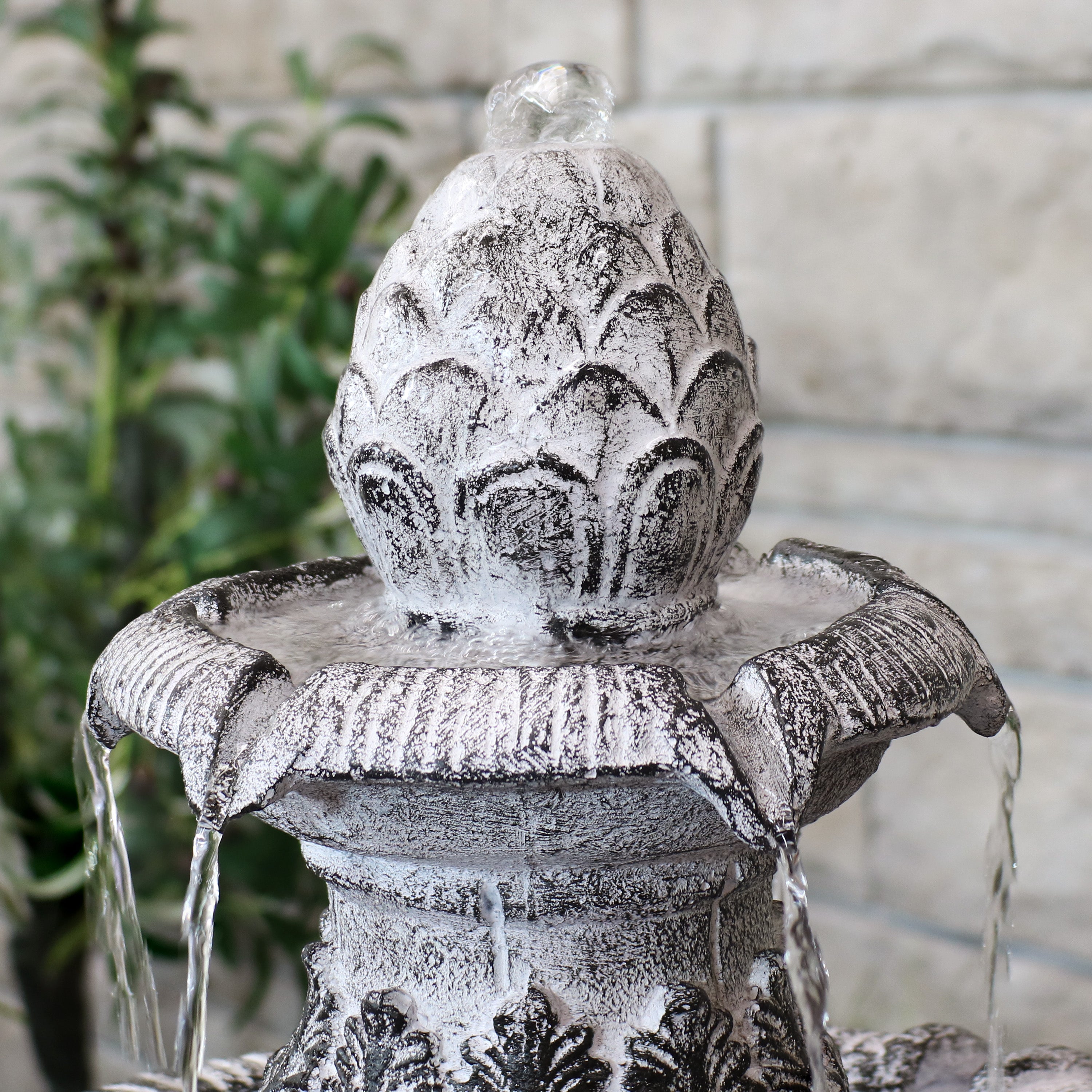 Sunnydaze 45" 3-Tier Outdoor Water Fountain Mediterranean Reinforced Concrete