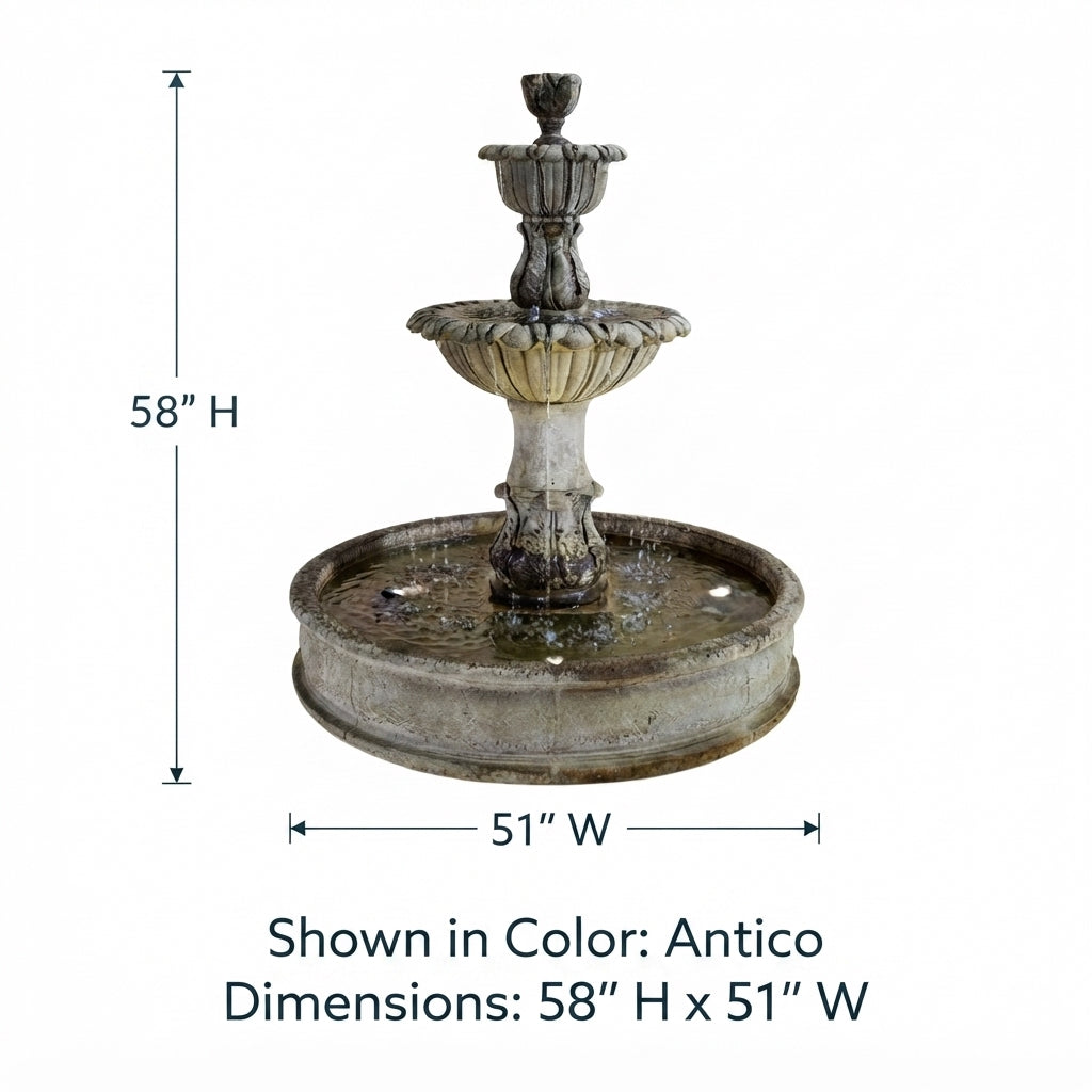 Giannini Garden Florica Cast Stone Althum Outdoor Courtyard Fountain with Basin 1698