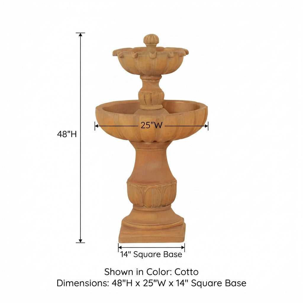 Giannini Garden Urbino Tall Two Tier Outdoor Water Fountain 1095