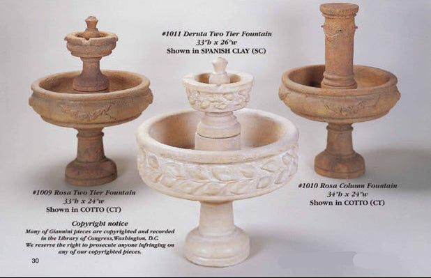 Giannini Garden Deruta Cast Stone 2-Tier Outdoor Garden Fountain 1011