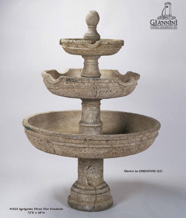 Giannini Garden Agrigento Three Tier Outdoor Water Fountain 1022