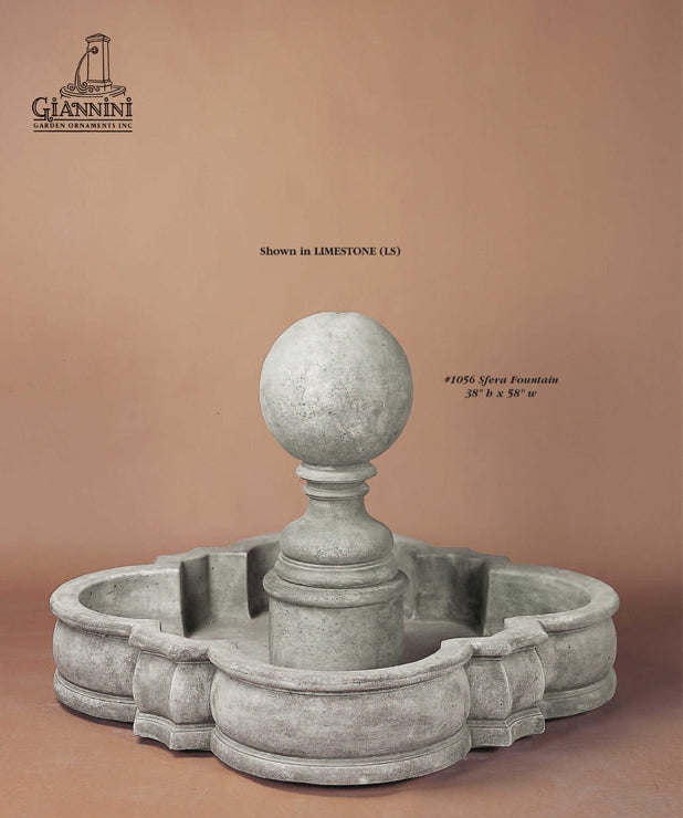 Giannini Garden Sfera Sphere Stone Outdoor Water Fountain 1056