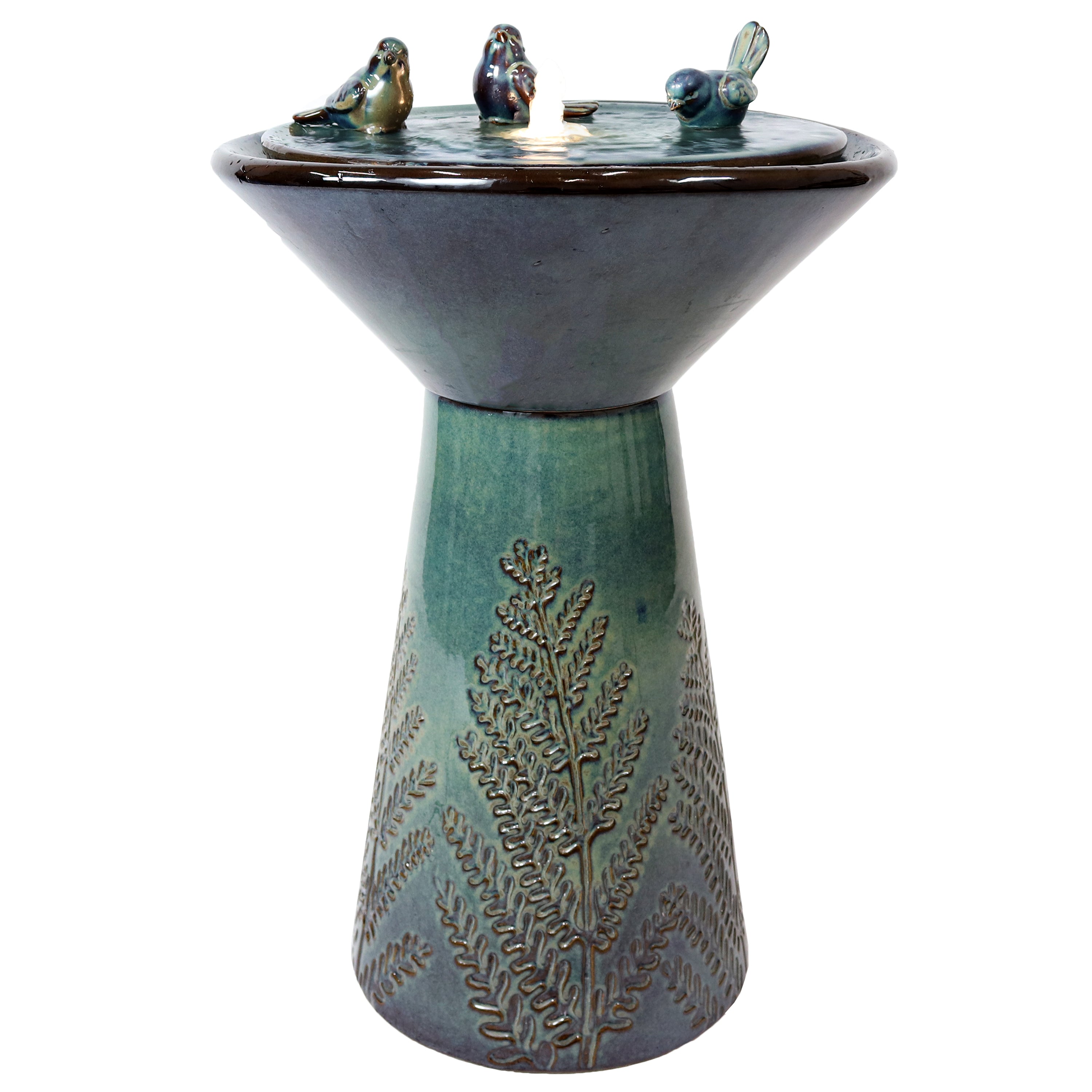 Sunnydaze 28.25" Gathering Birds Ceramic Outdoor Fountain with LED Lights