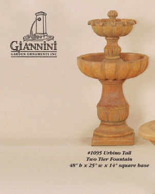 Giannini Garden Urbino Tall Two Tier Outdoor Water Fountain 1095