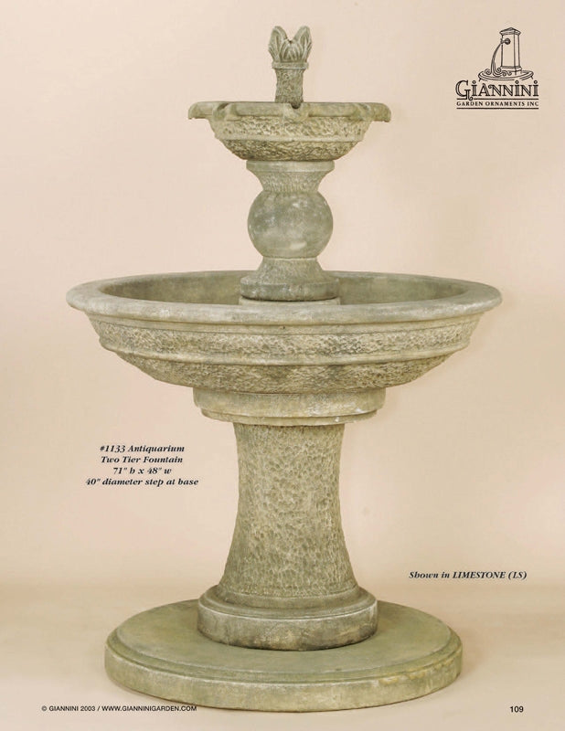 Giannini Garden Antiquarium Two Tier Outdoor Water Fountain 1133