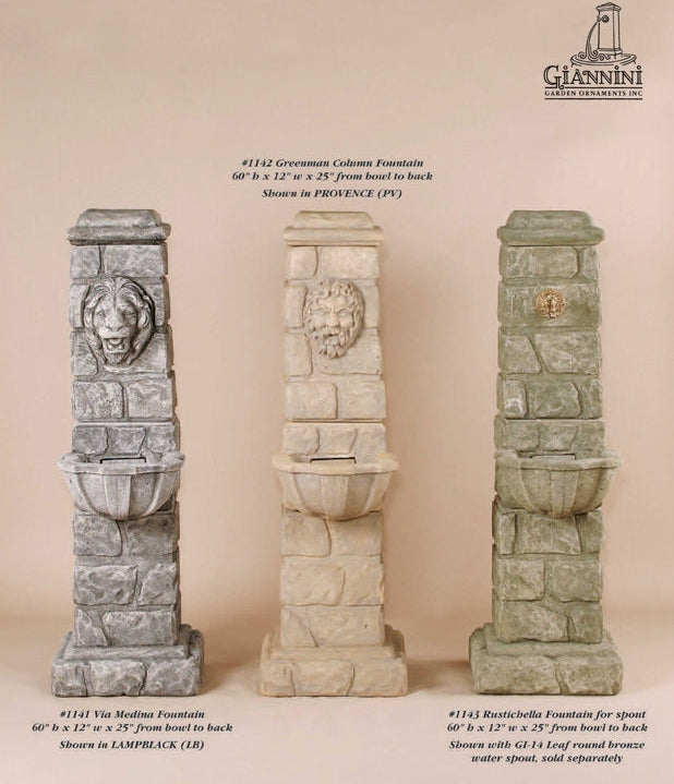Giannini Garden Green Man Outdoor Column Fountain 1142