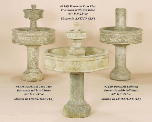 Giannini Garden Volterra Two Tier Fountain With Tall Base Outdoor Garden Fountain 1149