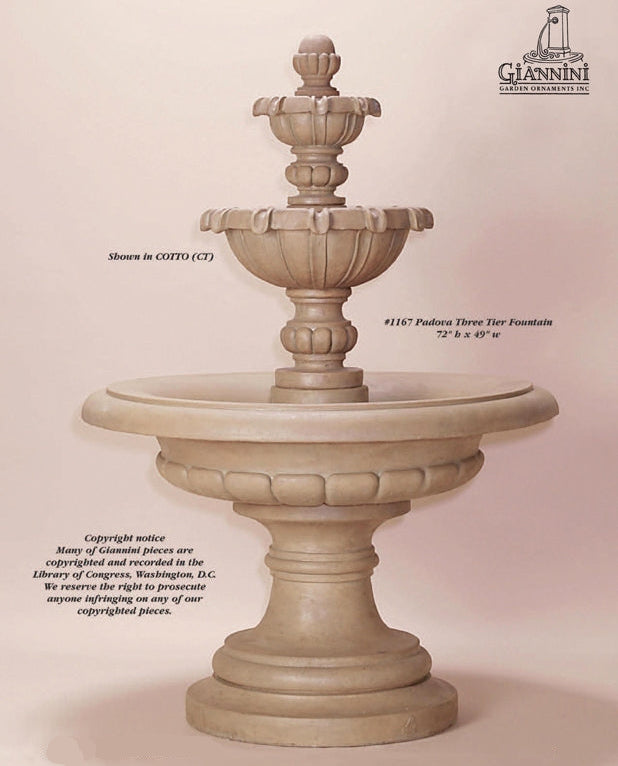 Giannini Garden Padova Three Tier Outdoor Water Fountain 1167