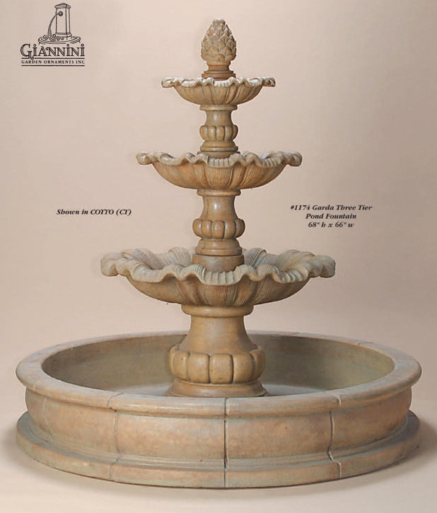 Giannini Garden Garda Three Tier Outdoor Pond Fountain 1174