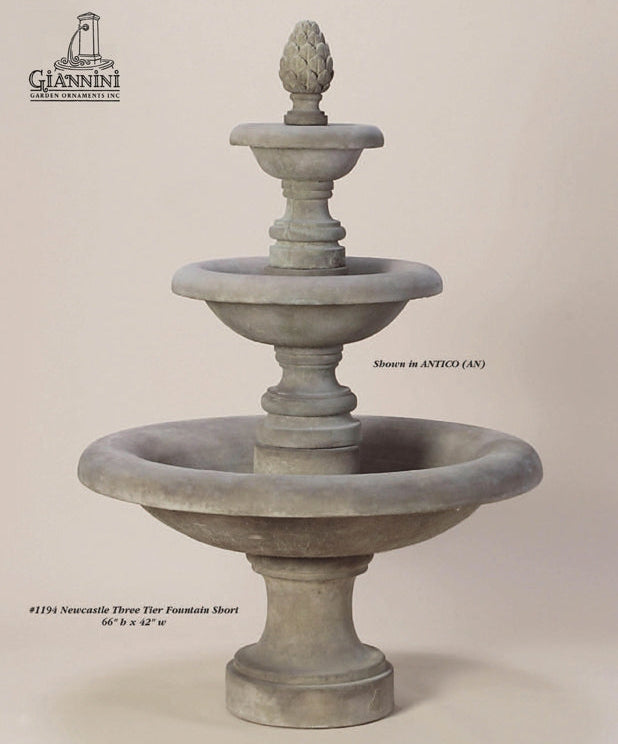 Giannini Garden Newcastle Short Three Tier Outdoor Water Fountain 1194