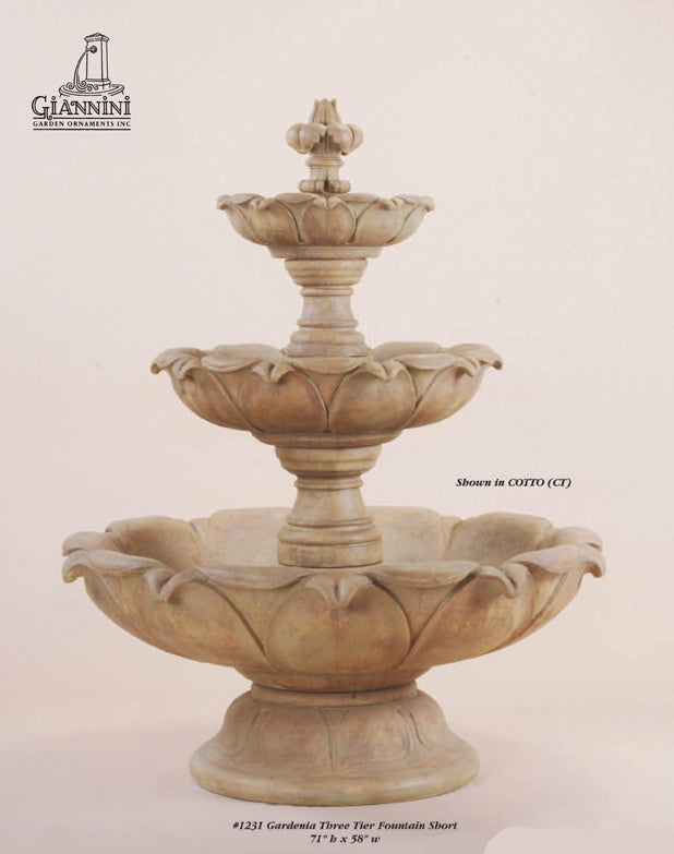 Giannini Garden Gardenia Short Three Tier Outdoor Water Fountain 1231