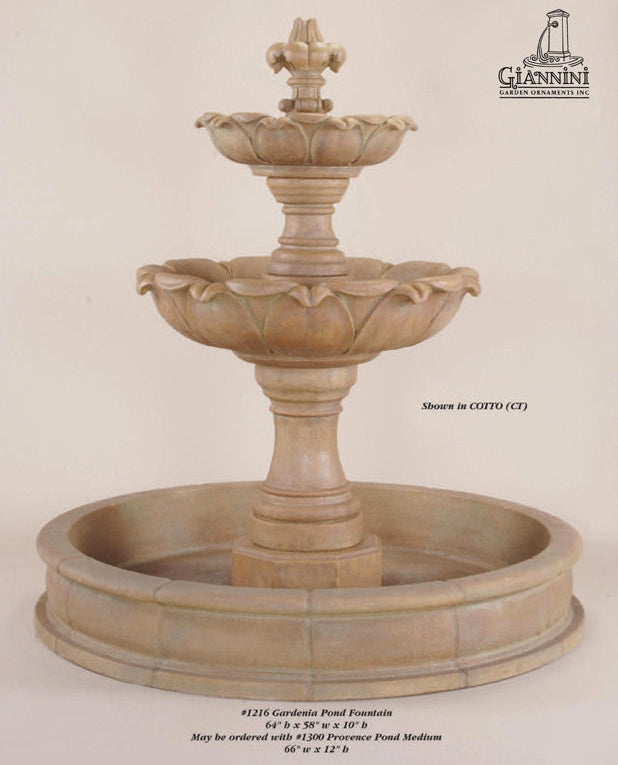 Giannini Garden Gardenia Two Tier Outdoor Pond Fountain 1216