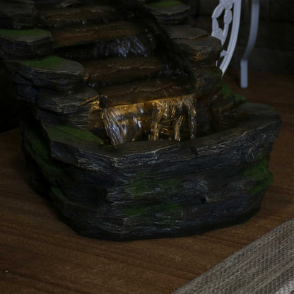 Sunnydaze 13" Shale Falls Outdoor Fountain with LED Lights