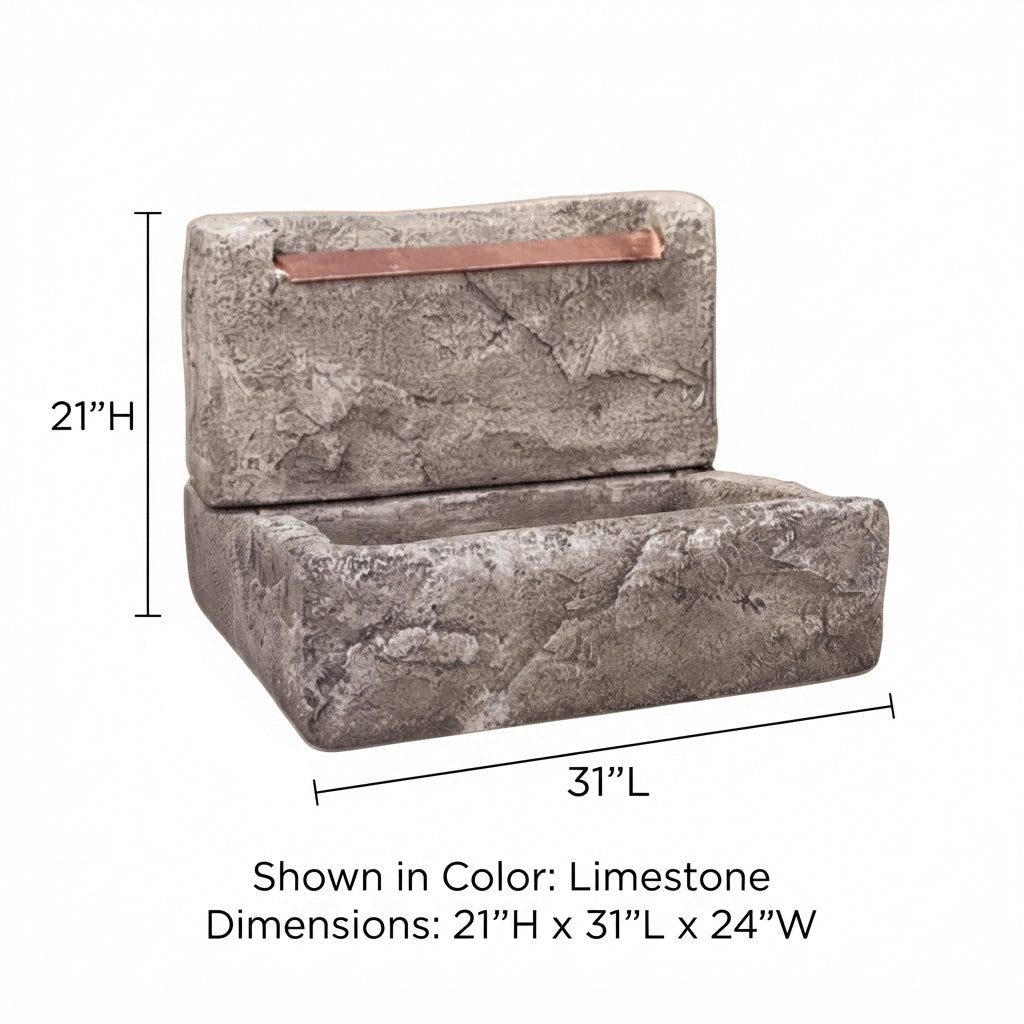 Giannini Garden Shallow Cistern Outdoor Fountain with Copper Overflow 1047