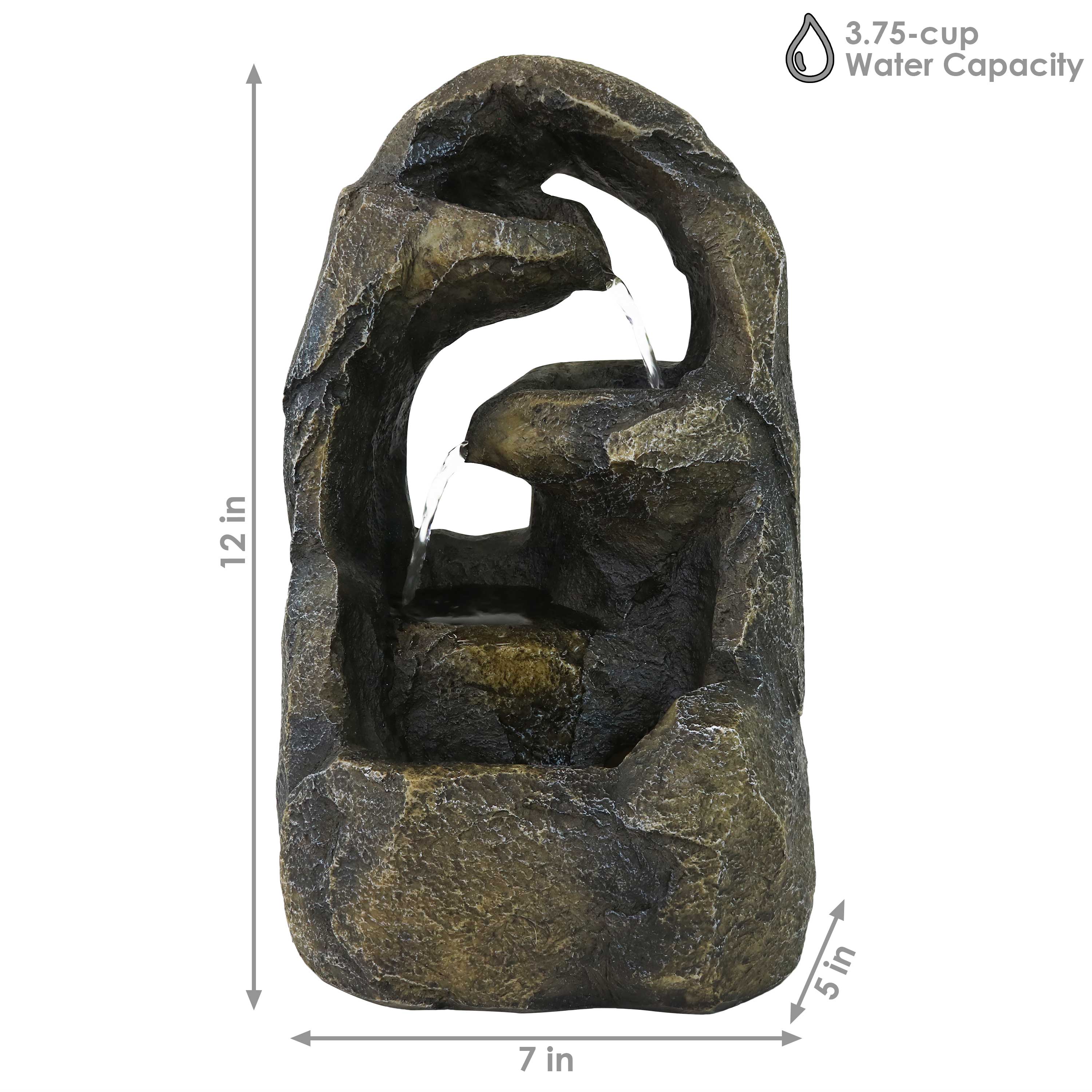 Sunnydaze 12" Cavernous Rock Tiers Indoor Tabletop Fountain