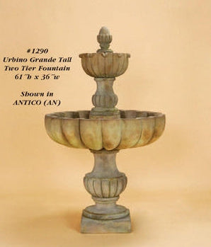 Giannini Garden Urbino Grande Tall Two Tier Outdoor Water Fountain 1290
