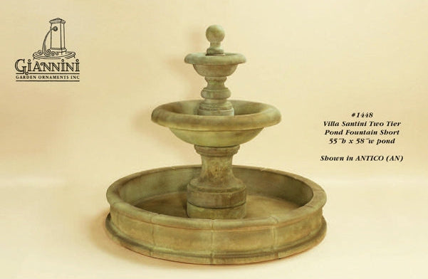 Giannini Garden Villa Santini Short Two Tier Outdoor Pond Fountain 1448