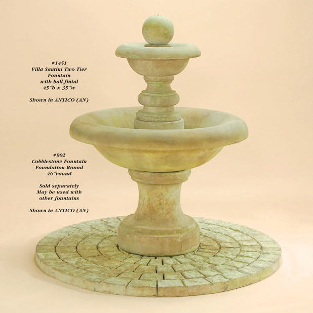 Giannini Garden Villa Santini Two Tier Outdoor Water Fountain with Ball Finial 1451