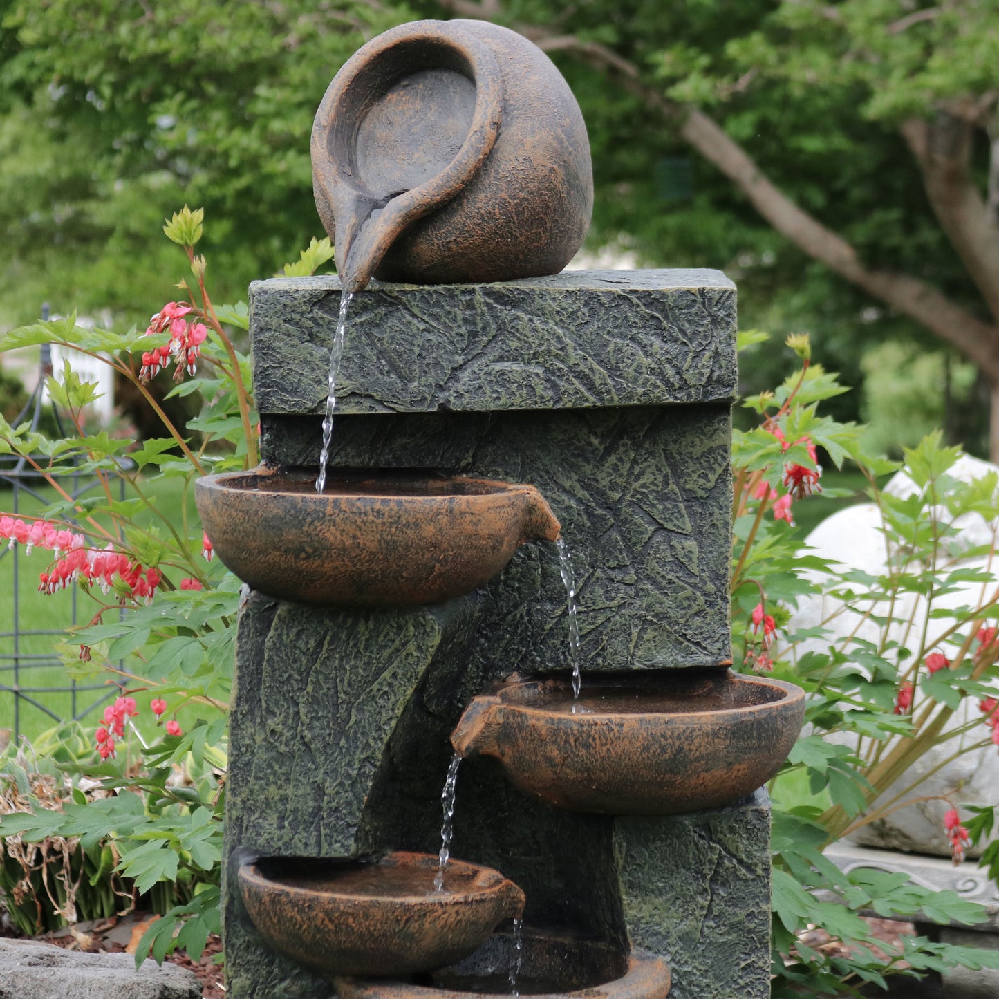 Sunnydaze 39" Cascading Earthenware Pottery Stream Fountain