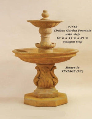 Giannini Garden Chelsea Garden Two Tier Outdoor Water Fountain with Step 1558