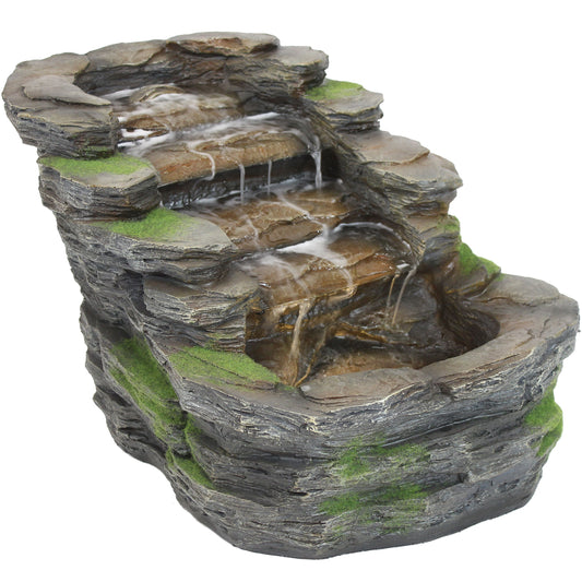 Sunnydaze 13" Shale Falls Outdoor Fountain with LED Lights