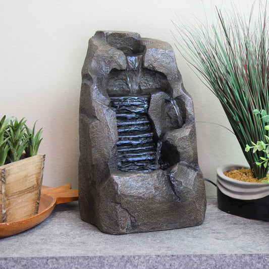 Sunnydaze 11" Stony Rock Waterfall Indoor Tabletop Fountain