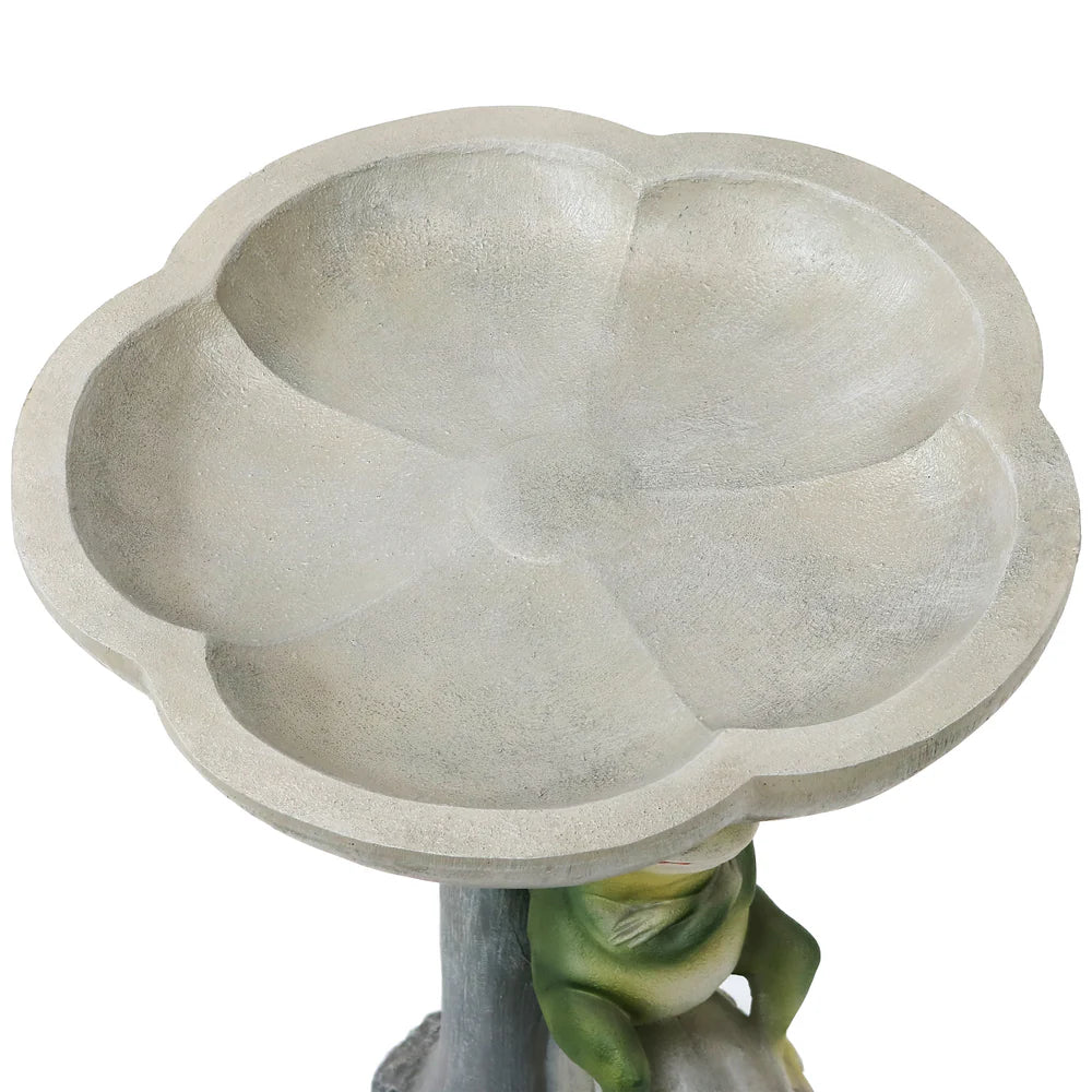 Sunnydaze Polyresin Brooding Frog on Stone Outdoor Garden Bird Bath WNC-796