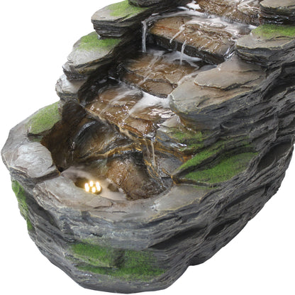 Sunnydaze 13" Shale Falls Outdoor Fountain with LED Lights