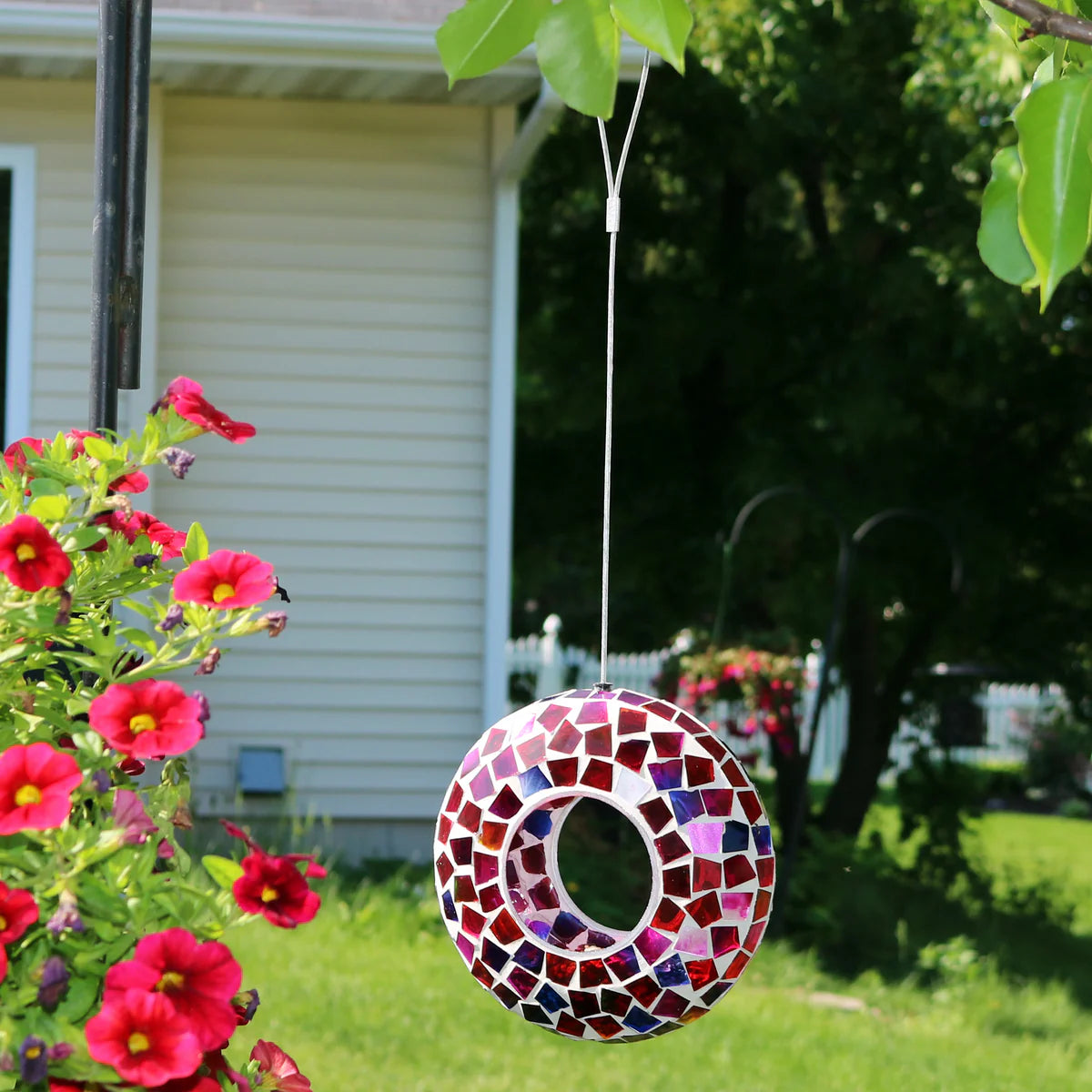 Sunnydaze 6" Mosaic Fly-Through Hanging Bird Feeder