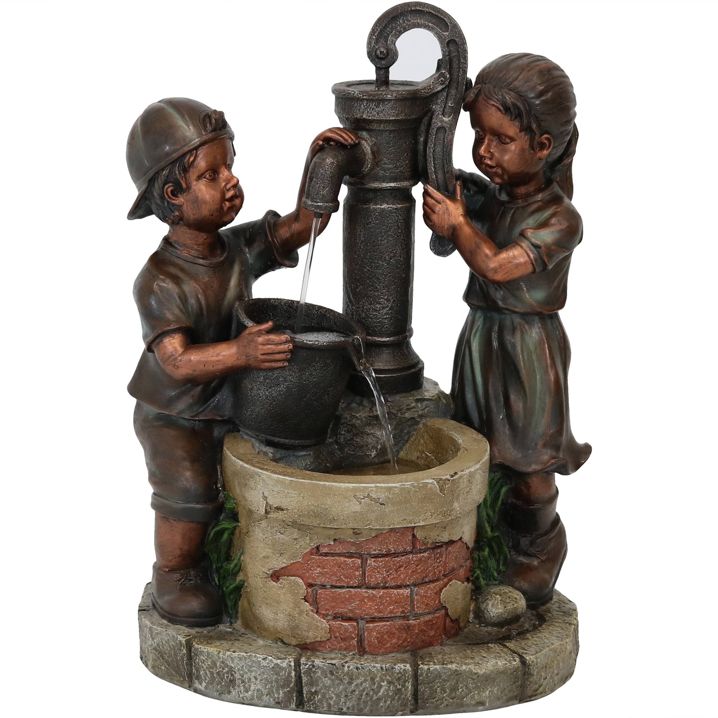 Sunnydaze 24" Jack and Jill at Farmhouse Pump and Well Outdoor Fountain