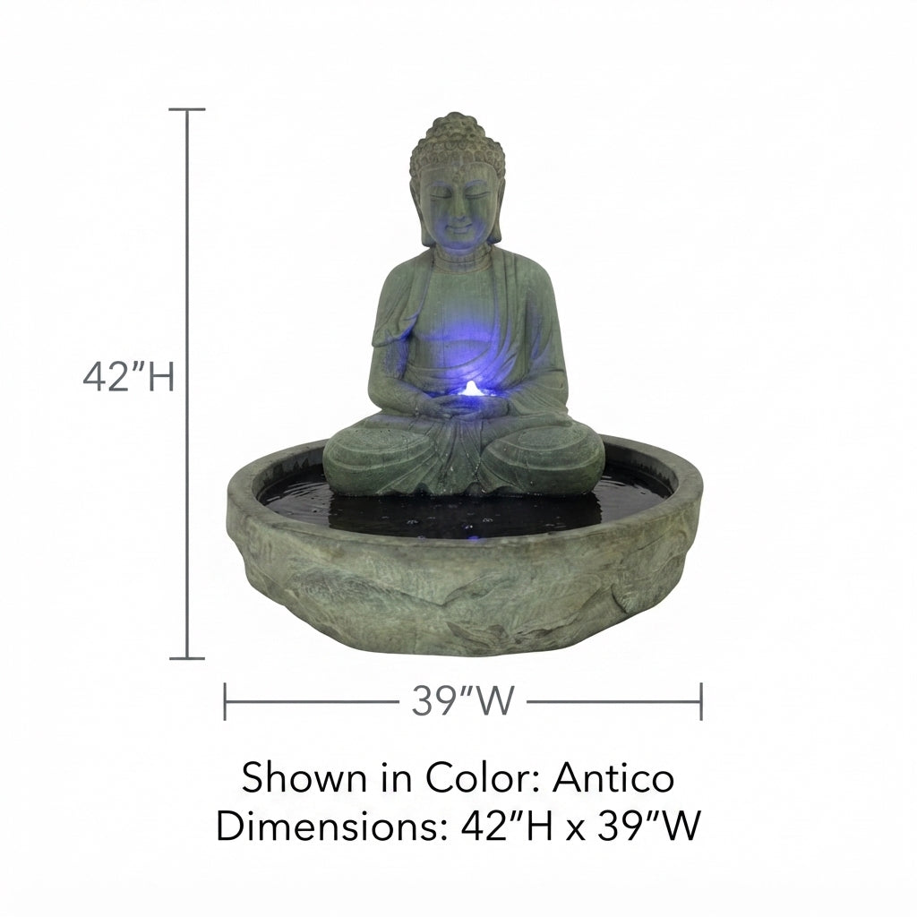 Giannini Garden Serene Basalt Buddha Outdoor Water Fountain 1783