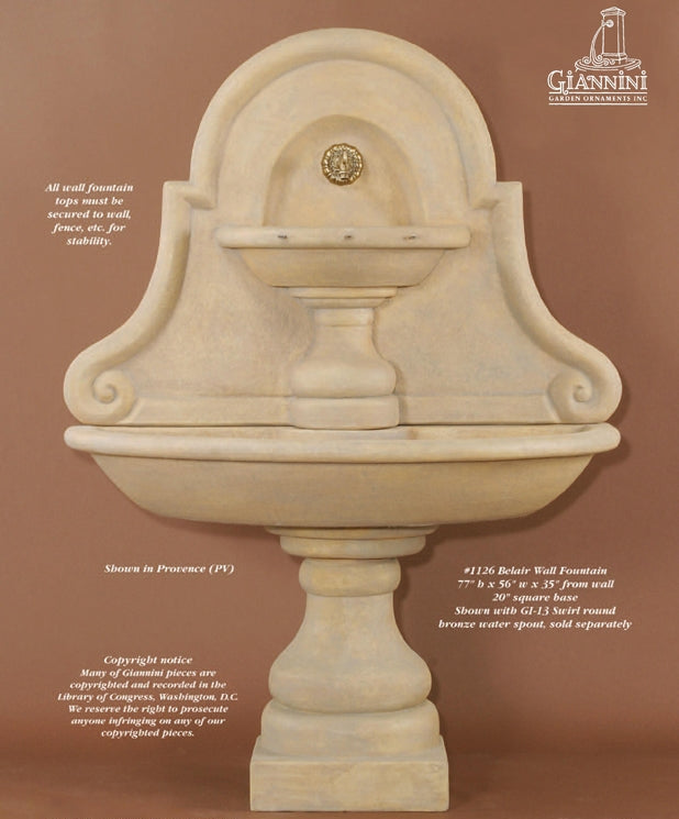 Giannini Garden Belair Outdoor Wall Fountain For Spout 1126C